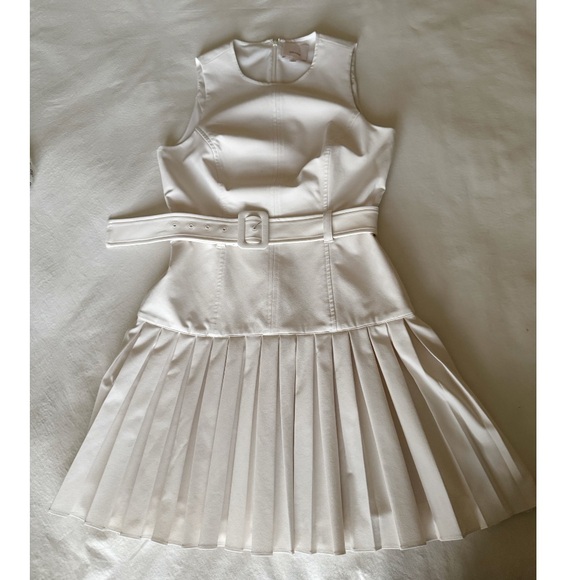 Cinq A Sept The Charolette Pleated Skirt Dress in Off White Size 4 - Picture 7 of 12